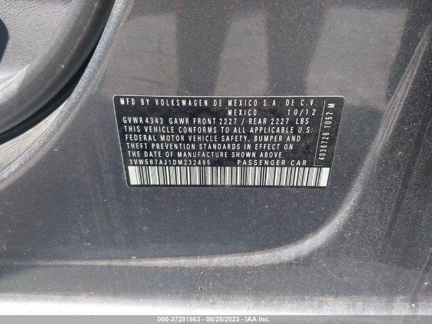 2013 VOLKSWAGEN GLI AUTOBAHN 3VW567AJ1DM232465