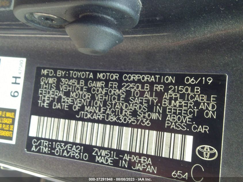 2019 TOYOTA PRIUS L ECO/LE/XLE/LIMITED - JTDKARFU8K3095736