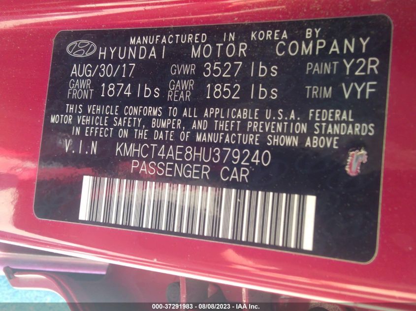 2017 HYUNDAI ACCENT SE - KMHCT4AE8HU379240
