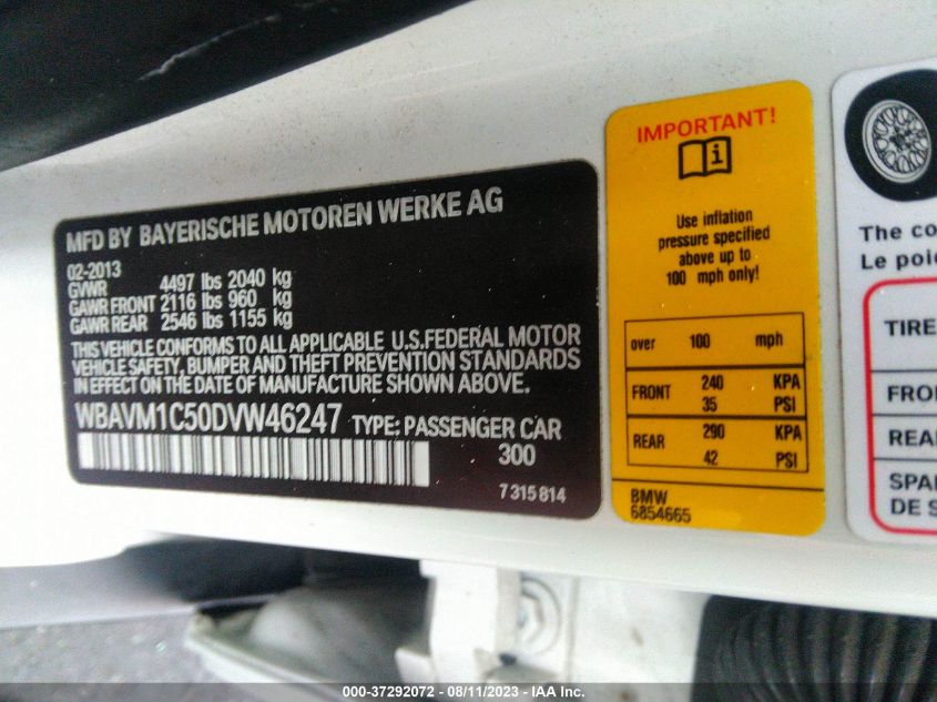 2013 BMW X1 28I - WBAVM1C50DVW46247
