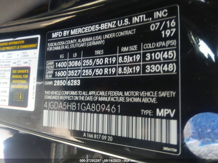 2016 MERCEDES-BENZ GLE GLE 350 - 4JGDA5HB1GA809461