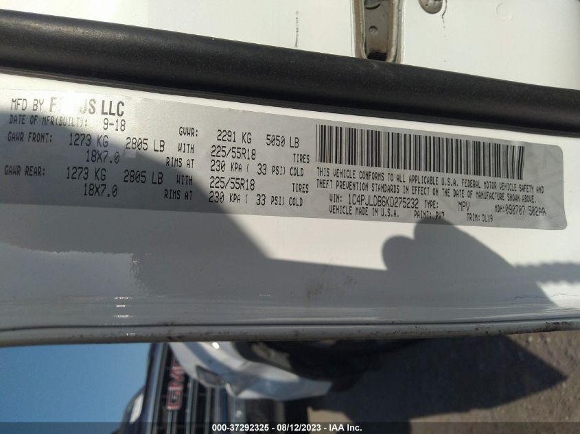 2019 JEEP CHEROKEE LIMITED - 1C4PJLDB6KD275232