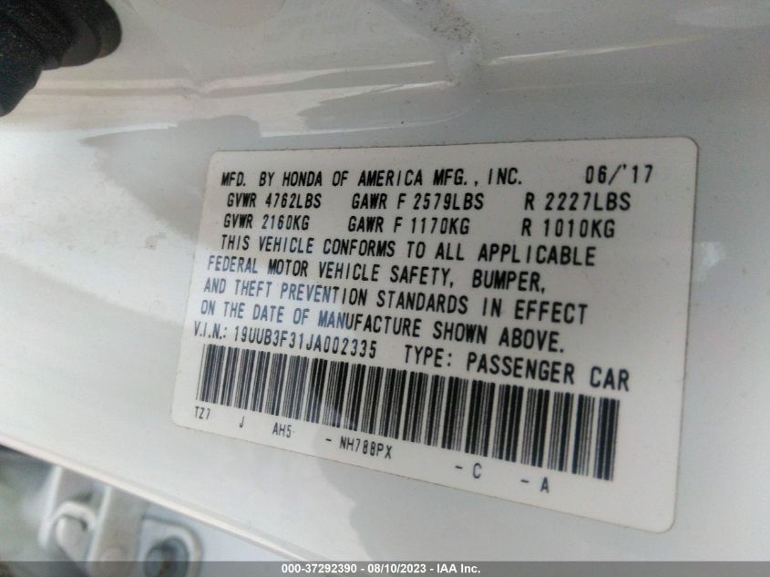 2018 ACURA TLX - 19UUB3F31JA002335
