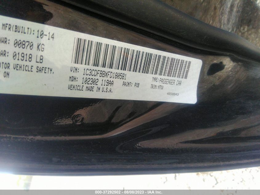 2015 DODGE DART SXT - 1C3CDFBBXFD180581