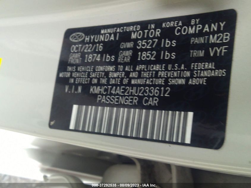 2017 HYUNDAI ACCENT SE - KMHCT4AE2HU233612