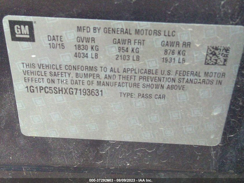2016 CHEVROLET CRUZE LIMITED LS - 1G1PC5SHXG7193631