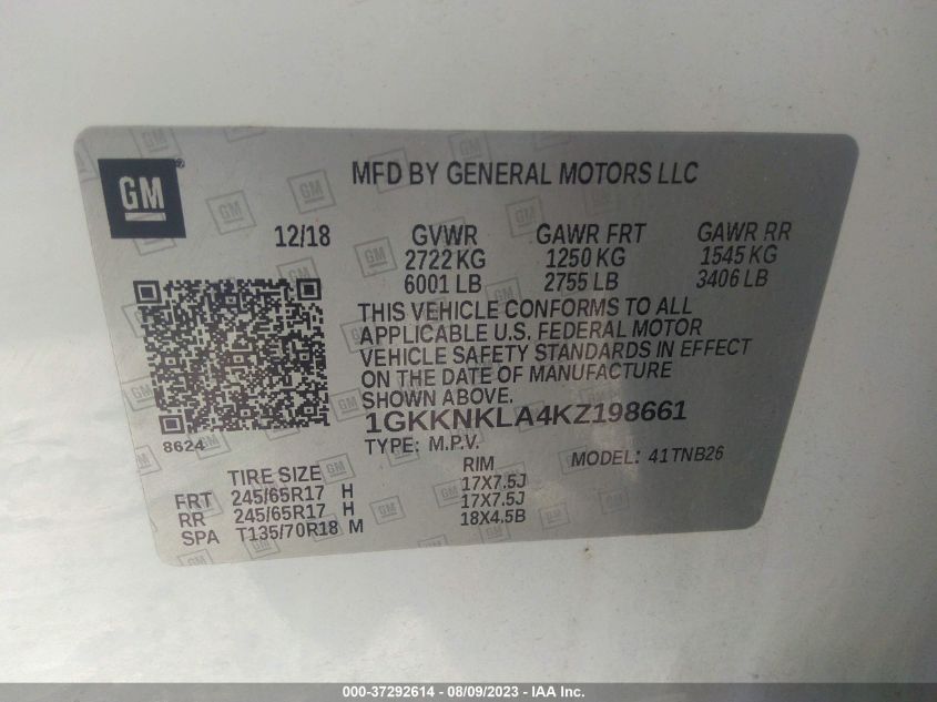 2019 GMC ACADIA SLE - 1GKKNKLA4KZ198661