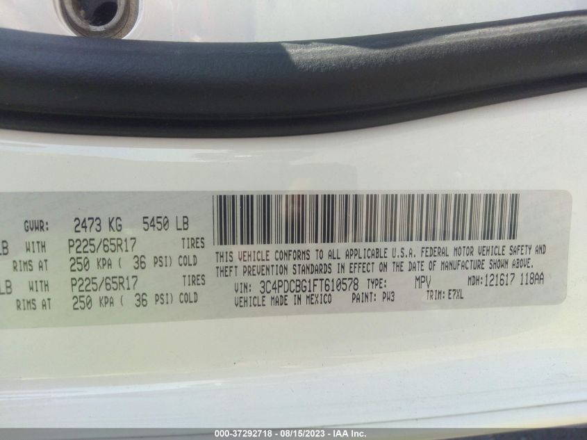 2015 DODGE JOURNEY SXT - 3C4PDCBG1FT610578