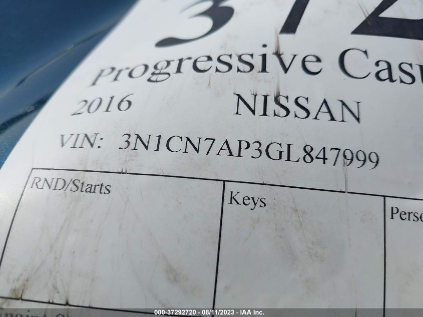 2016 NISSAN VERSA S/S PLUS/SV/SL - 3N1CN7AP3GL847999