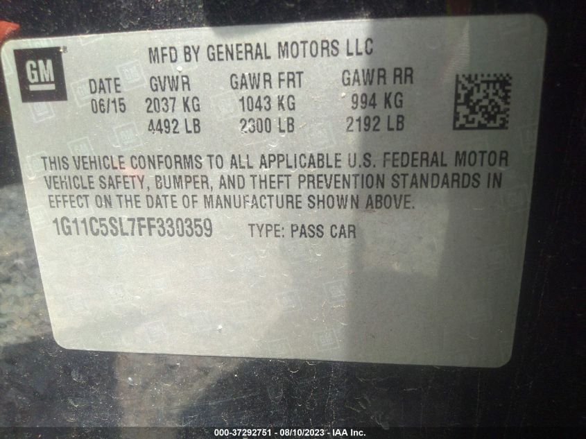 2015 CHEVROLET MALIBU LT - 1G11C5SL7FF330359