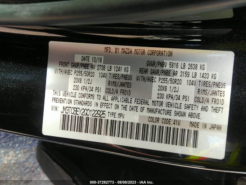 2016 MAZDA CX-9 SIGNATURE - JM3TCBEY2G0122925