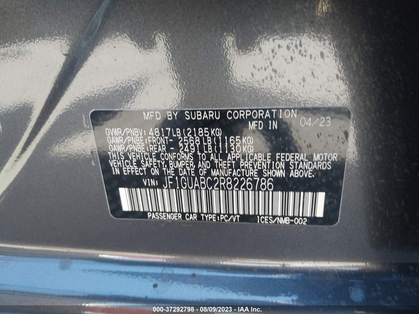 VIN JF1GUABC2R8226786 2024 SUBARU IMPREZA