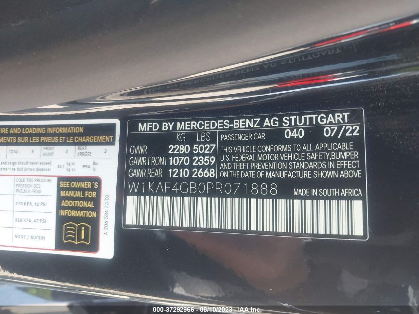 W1KAF4GB0PR071888 Mercedes-Benz C-Class C 300 9