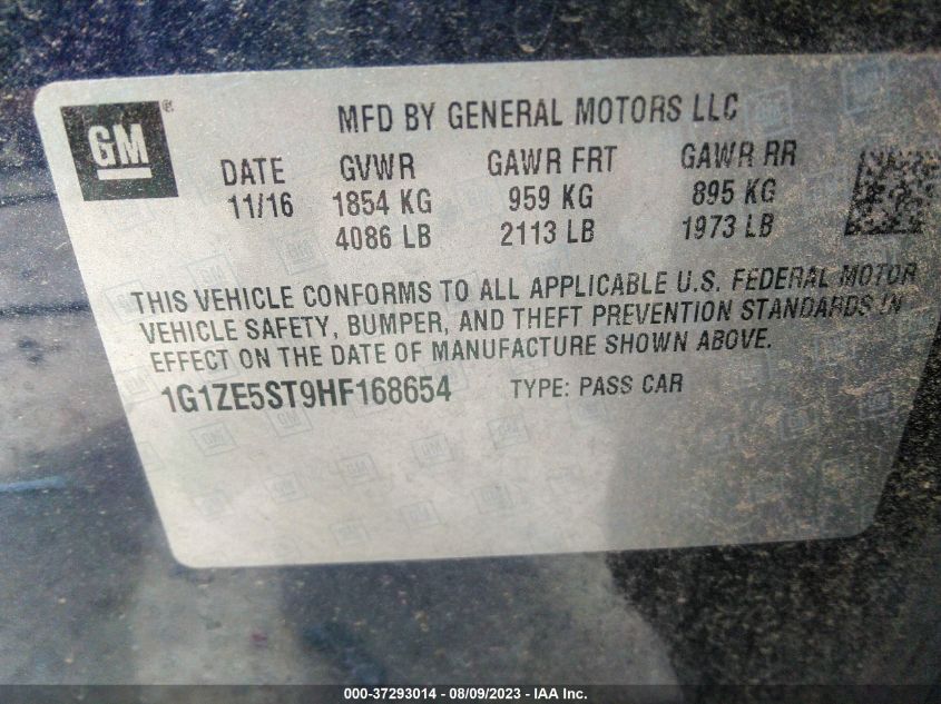 2017 CHEVROLET MALIBU LT - 1G1ZE5ST9HF168654