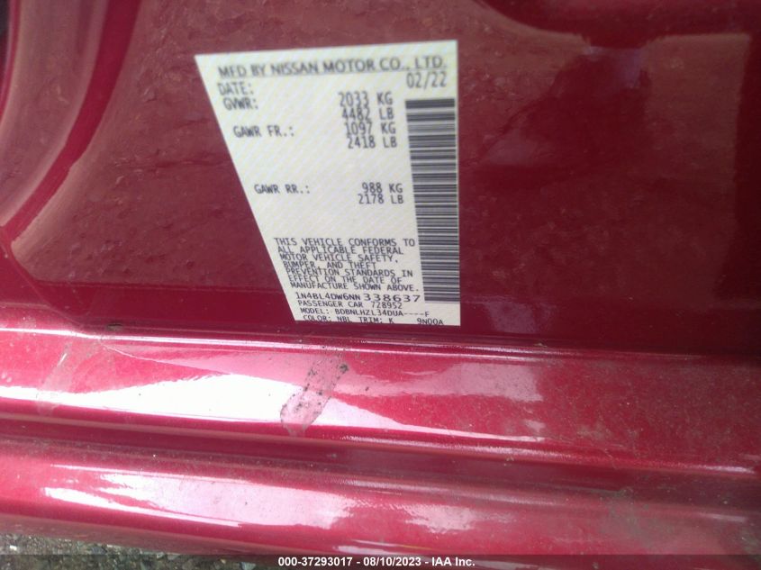 2022 NISSAN ALTIMA 2.5 SV - 1N4BL4DW6NN338637