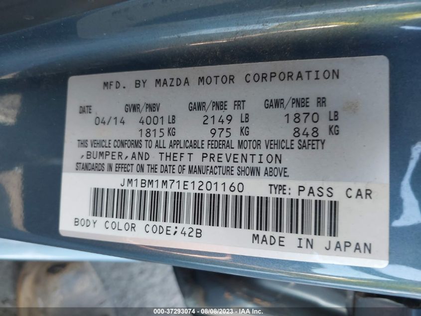 2014 MAZDA MAZDA3 I GRAND TOURING - JM1BM1M71E1201160