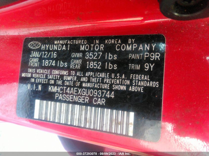 2016 HYUNDAI ACCENT SE - KMHCT4AEXGU093744