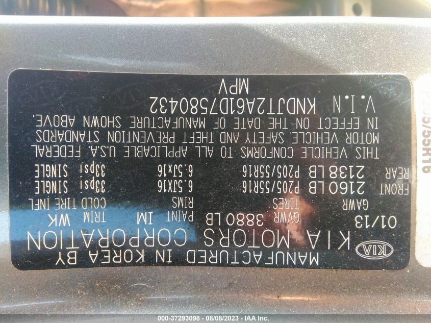 2013 KIA SOUL + - KNDJT2A61D7580432