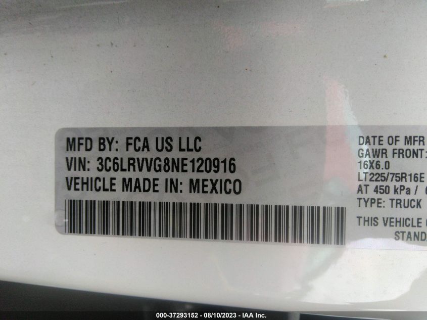 2022 RAM PROMASTER CARGO VAN - 3C6LRVVG8NE120916