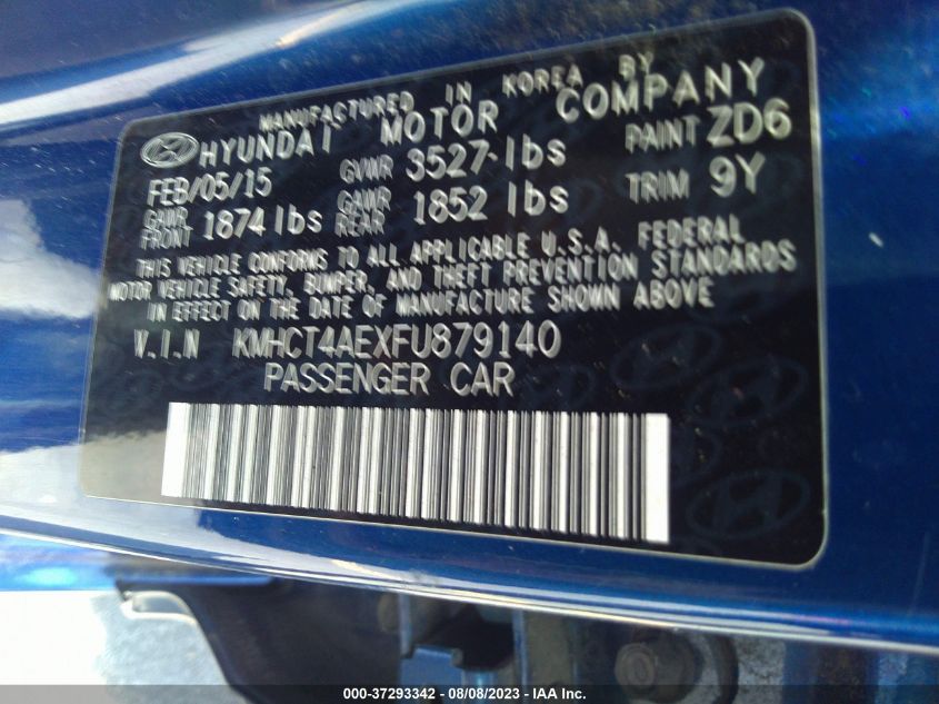2015 HYUNDAI ACCENT GLS - KMHCT4AEXFU879140