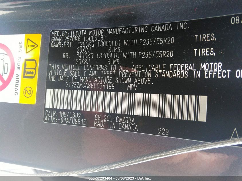 2016 LEXUS RX 350 - 2T2ZZMCA8GC034188