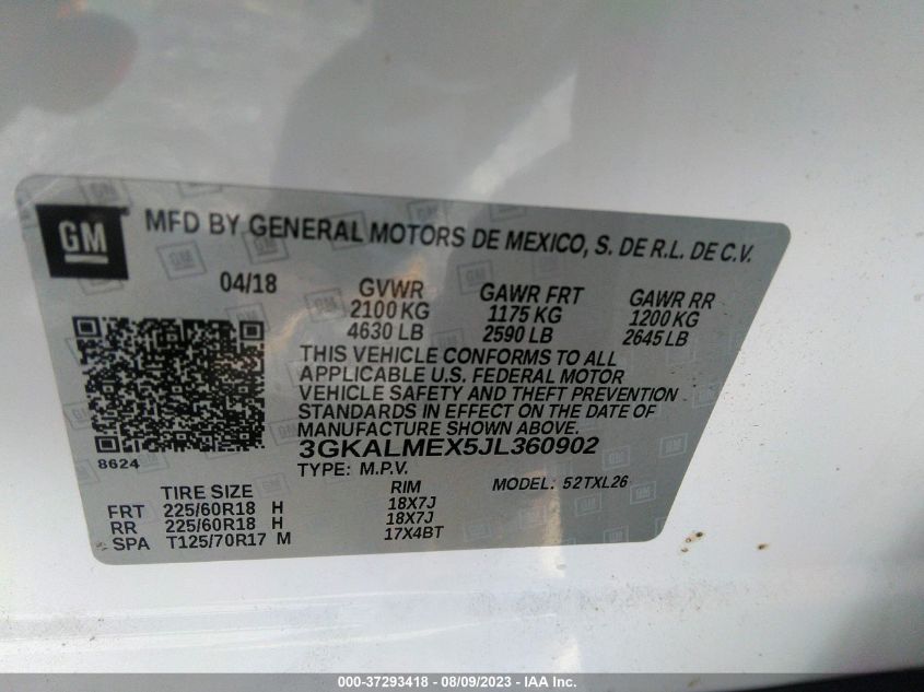 2018 GMC TERRAIN SLE - 3GKALMEX5JL360902
