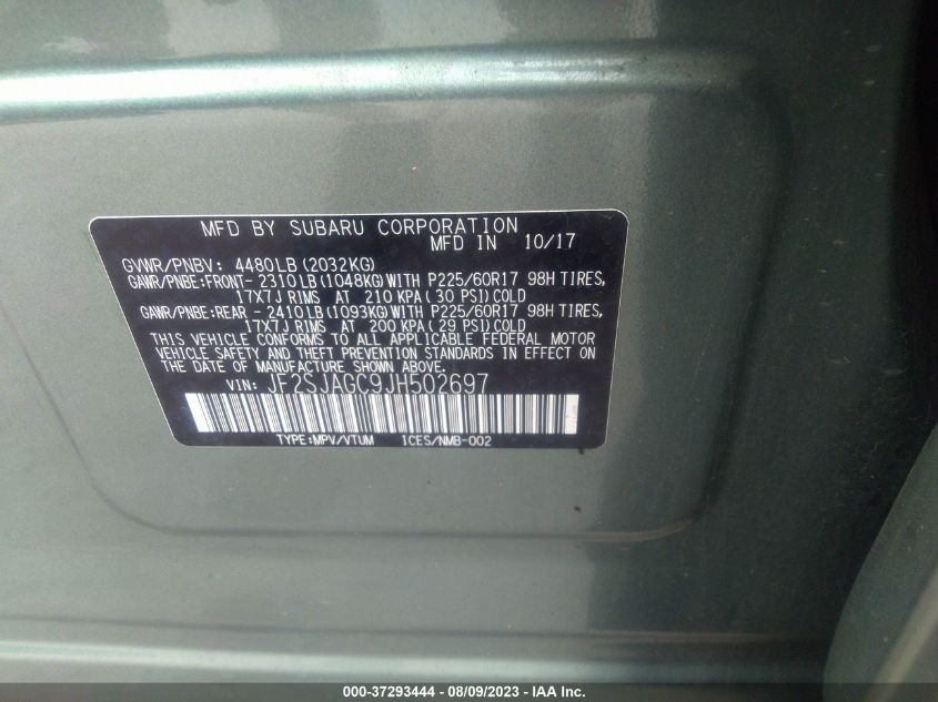 2018 SUBARU FORESTER PREMIUM - JF2SJAGC9JH502697