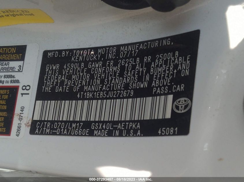 2018 TOYOTA AVALON XLE/XLE PLUS - 4T1BK1EB5JU272679