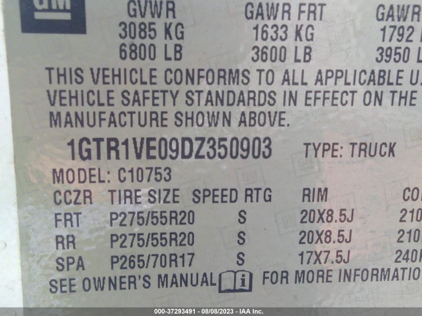 2013 GMC SIERRA 1500 SLE - 1GTR1VE09DZ350903