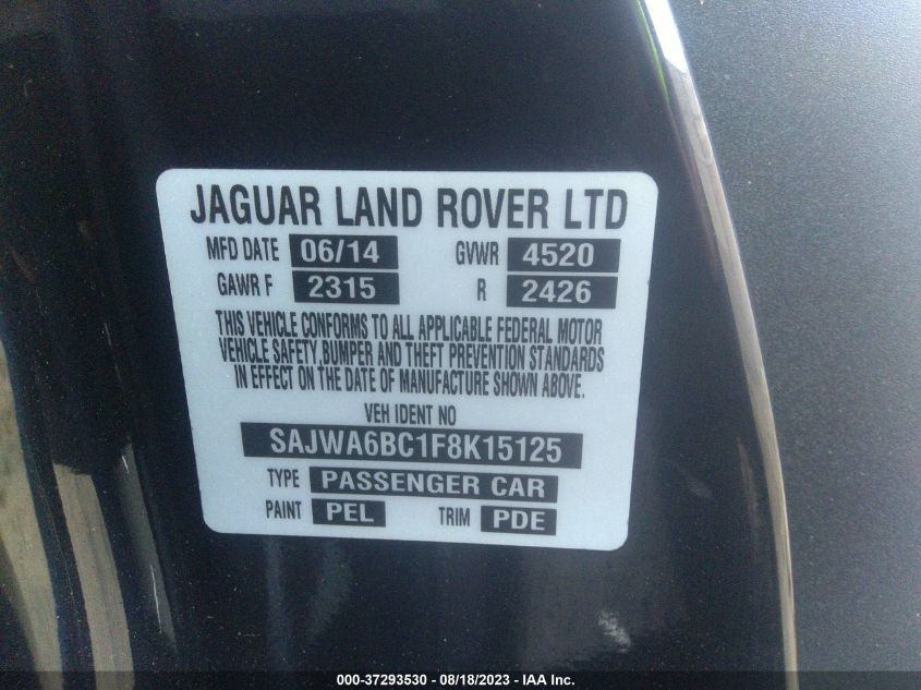2015 JAGUAR F-TYPE V6 S - SAJWA6BC1F8K15125