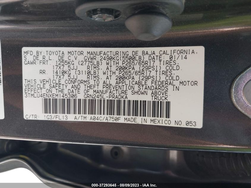 2014 TOYOTA TACOMA DOUBLE CAB - 3TMLU4ENXEM145306