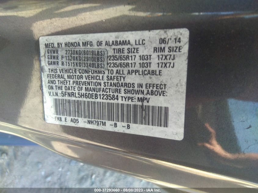 2014 HONDA ODYSSEY EX-L - 5FNRL5H60EB123584