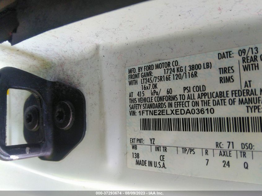 2014 FORD ECONOLINE CARGO VAN COMMERCIAL/RECREATIONAL 1FTNE2ELXEDA03610