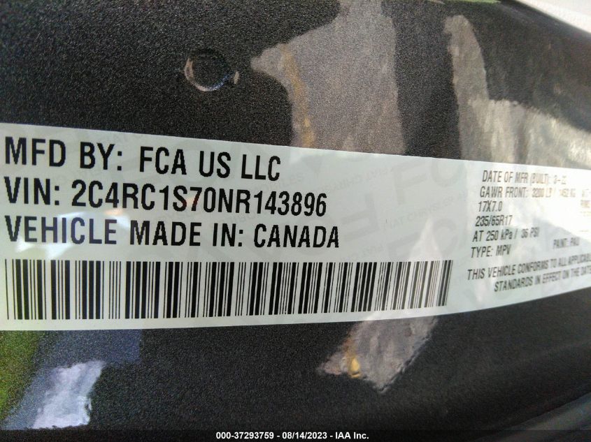 2022 CHRYSLER PACIFICA HYBRID LIMITED - 2C4RC1S70NR143896