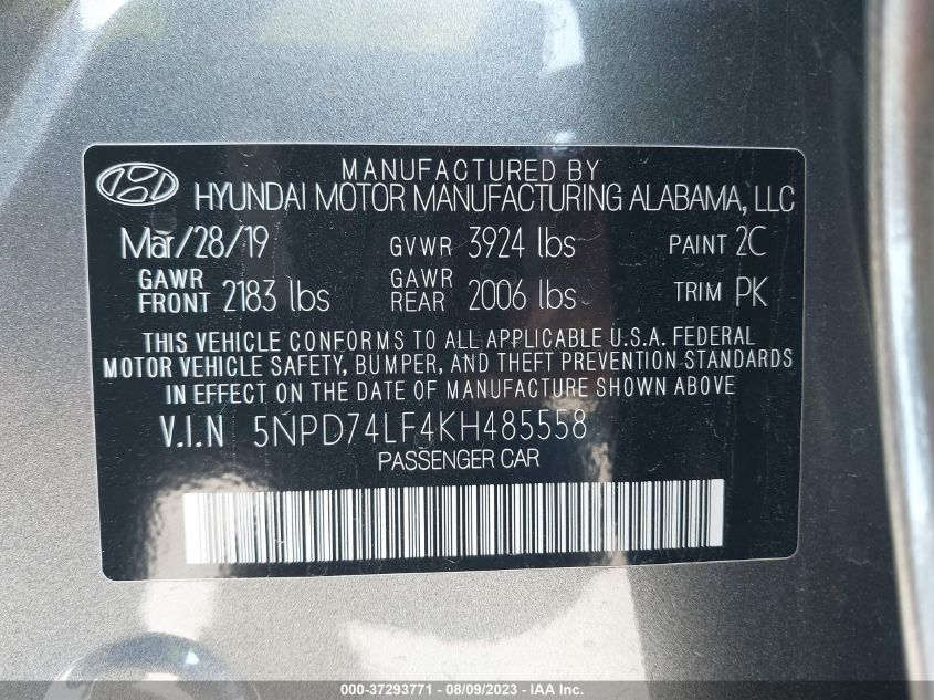 5NPD74LF4KH485558 Hyundai Elantra SE 9