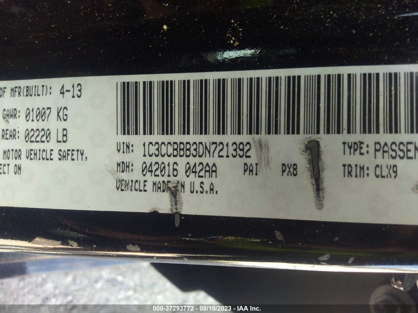 2013 CHRYSLER 200 TOURING - 1C3CCBBB3DN721392