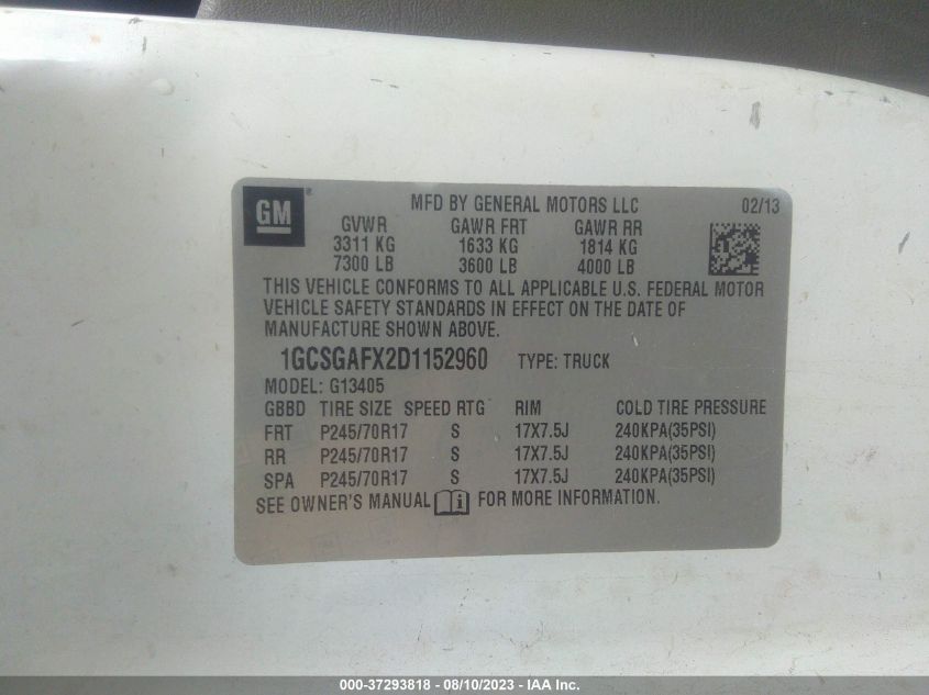 2013 CHEVROLET EXPRESS CARGO VAN - 1GCSGAFX2D1152960