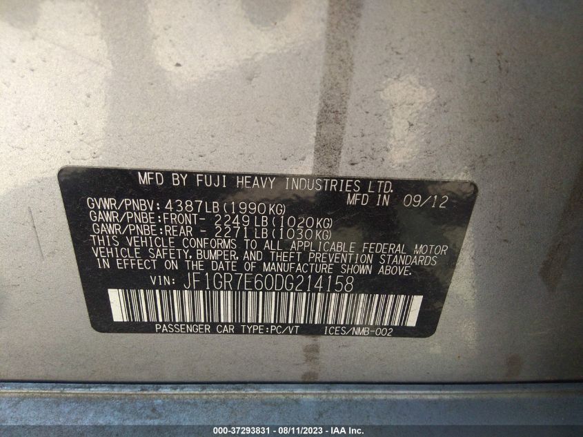 2013 SUBARU IMPREZA WRX JF1GR7E60DG214158