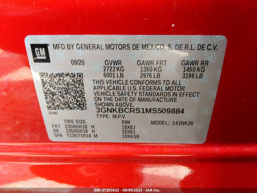 2021 CHEVROLET BLAZER LT - 3GNKBCRS1MS509884