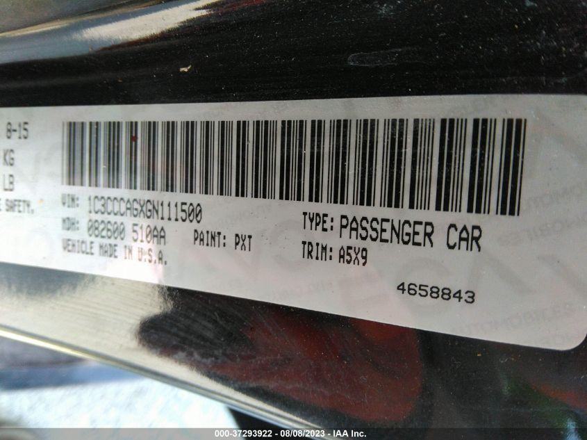 2016 CHRYSLER 200 LIMITED - 1C3CCCAGXGN111500