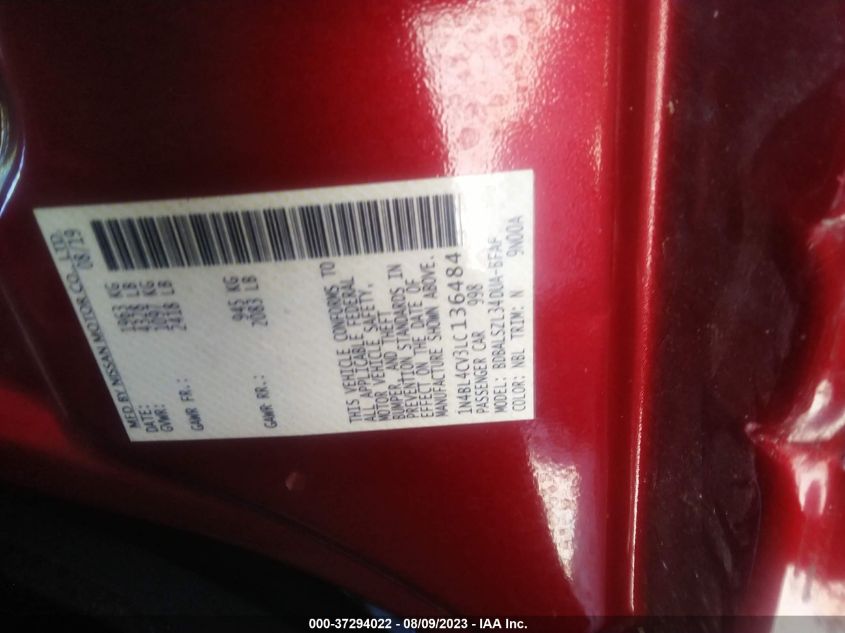 2020 NISSAN ALTIMA 2.5 SR - 1N4BL4CV3LC136484