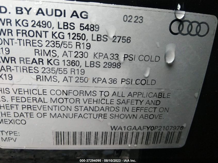 WA1GAAFY0P2107976 2023 AUDI Q5, photo no. 9