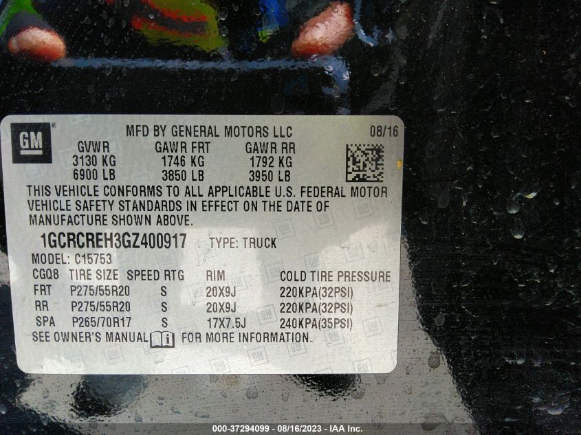 2016 CHEVROLET SILVERADO 1500 LT - 1GCRCREH3GZ400917
