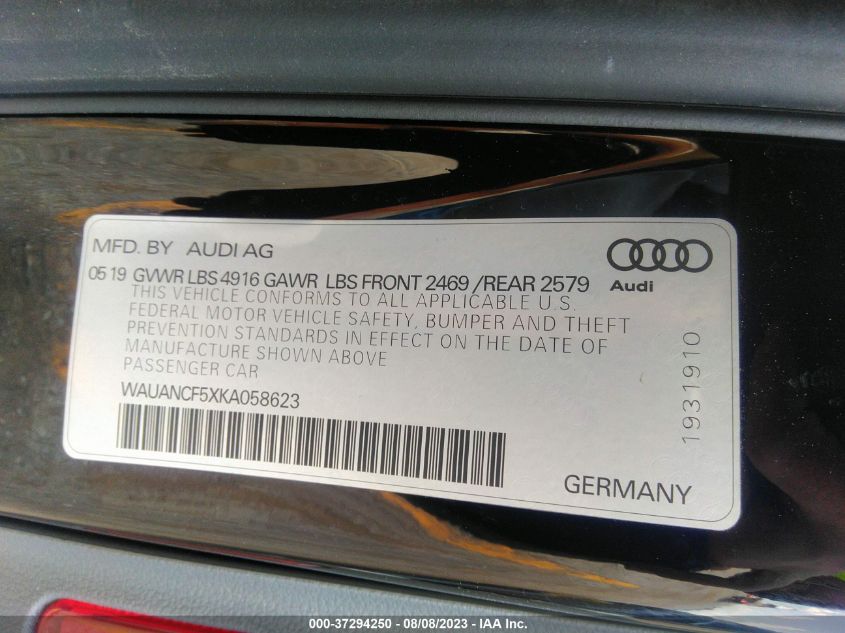 WAUANCF5XKA058623 Audi A5 Sportback PREMIUM 9