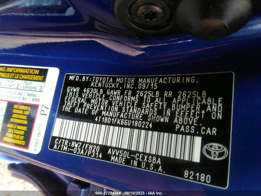 2016 TOYOTA CAMRY HYBRID LE/XLE/SE - 4T1BD1FK6GU180224