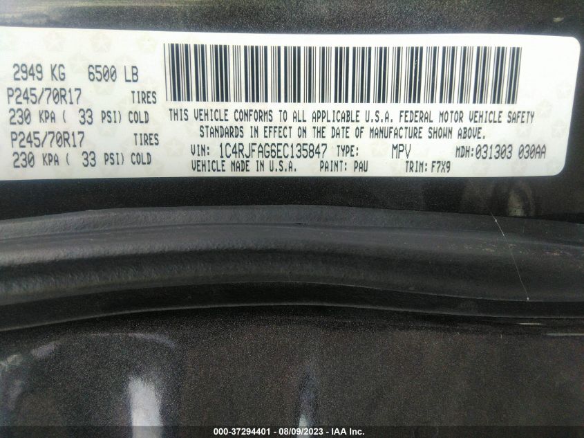 2014 JEEP GRAND CHEROKEE LAREDO - 1C4RJFAG6EC135847