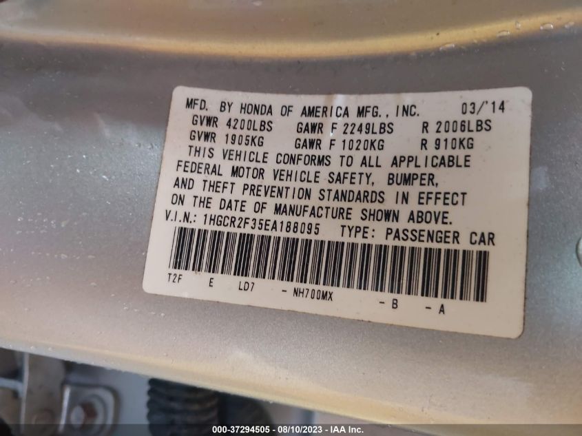 2014 HONDA ACCORD SEDAN LX - 1HGCR2F35EA188095