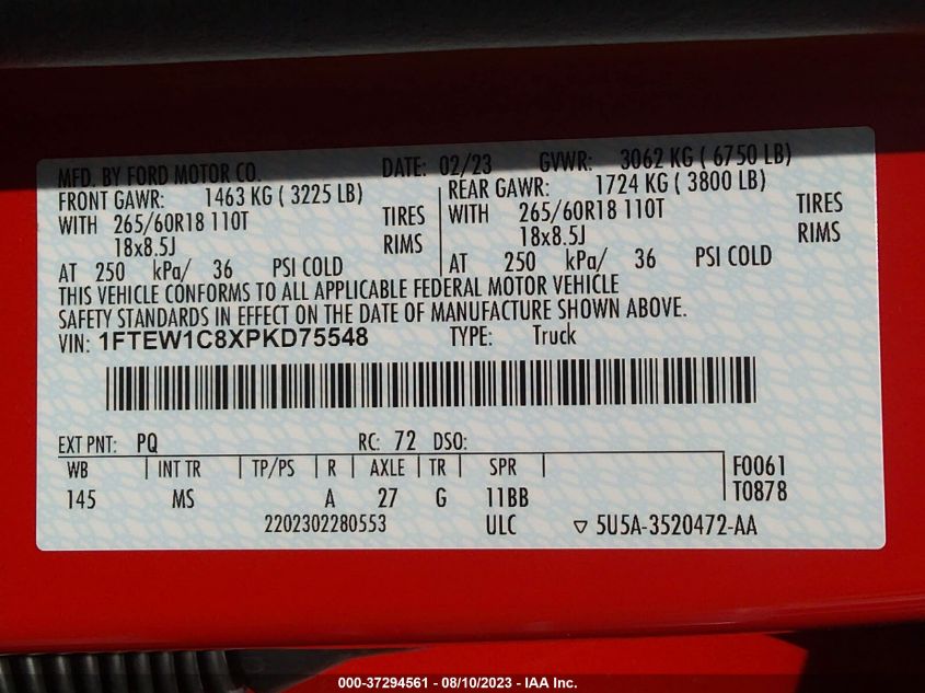 2023 FORD F-150 XL/XLT/LARIAT - 1FTEW1C8XPKD75548