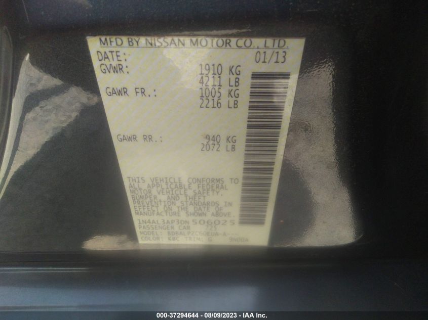 2013 NISSAN ALTIMA 2.5 - 1N4AL3AP3DN506025