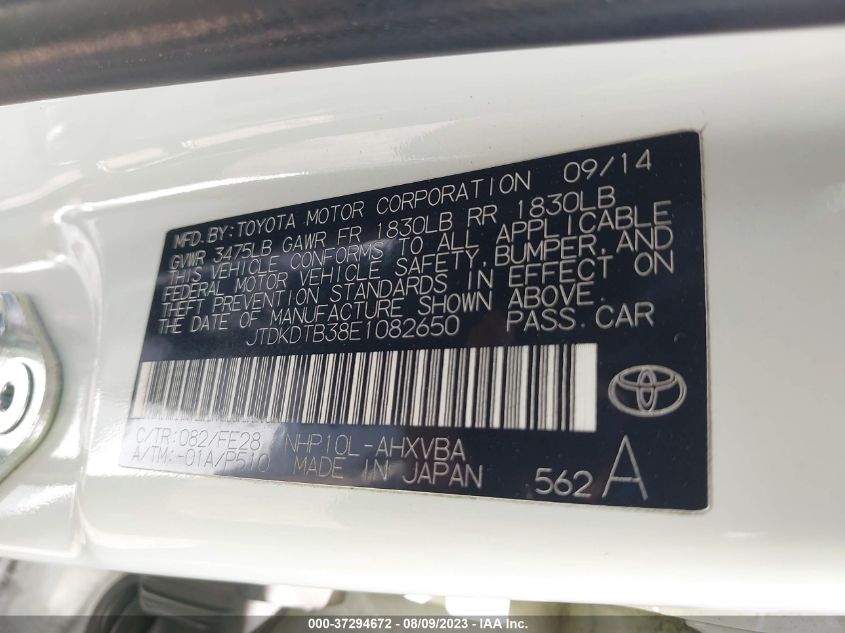 2014 TOYOTA PRIUS C ONE/THREE/TWO/FOUR - JTDKDTB38E1082650